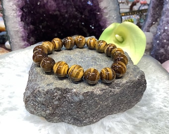 Stunning Natural Golden Tiger Eye Gemstone Bracelet - 12mm