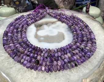 8x5mm Natural Purple Russian Charoite Rondelle Gemstone Beads