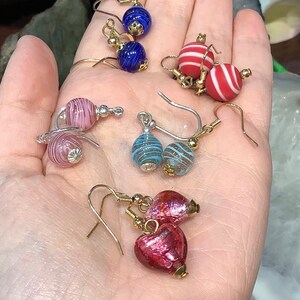 Murano glass earring 5 pair assorted lot