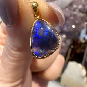 Australian Lightning Ridge Opal Pendant 18K Plated #2