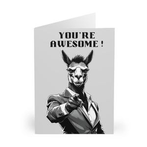 Greeting Cards - 5 pack. You're Awesome ! Greeting Cards. Birthday cards. Farming Gifts. Gifts for Farmers. Llama Gift ideas. Llamas