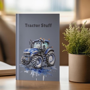 Cuaderno de tapa dura "Tractor Stuff". Tipo New Holland. Cuadernos de tractores. Regalos agrícolas. Regalos para agricultores. Regalos de maquinaria agrícola. Agricultura.