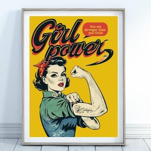 Retro Girl Power Pop Art Poster. Feminist Posters. Pop Culture Wall Art Print, Comic Book Art Poster, Feminist Print Wall Art, Strong Women