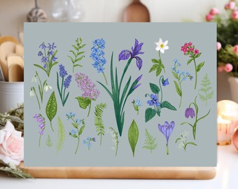 Glass Chopping Board. Botanical Glass Worktop Saver. Wildflower Kitchen Gifts.  Farmhouse Kitchen Decor. Cottage Core. Gift for Gardeners.
