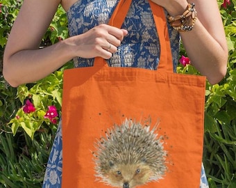 Igel Baumwolltasche. Tragetasche mit britischem Wildtier-Print. Britischer Wildtierliebhaber. Natur Inspirierte Canvas Tasche. Wiederverwendbare Einkaufstasche.