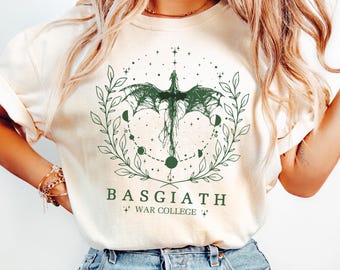 Basgiath Constellation Dragon Shirt, War College Fantasy Top, Magical Bookish Dragon with Celestial Green Star Map Print