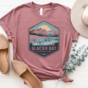 Glacier Bay National Park Tee With Cold Fjord Icebergs, Glacier Mountains, and Arctic Wilderness Ocean Scene