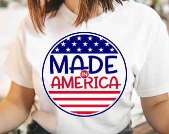 Made in America Shirt Patriotic Red White and Blue Tee Fourth of July Independence Day Pride USA Flag Graphic Summer Americana TShirt