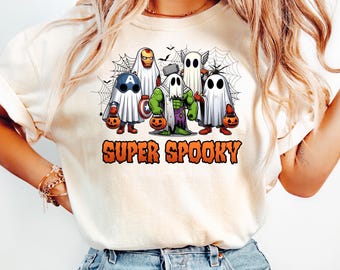 Super Spooky Halloween Tee, Funny Ghost Avengers Parody Pumpkin Trick or Treat Graphic Shirt, Creepy October Fall T-Shirt