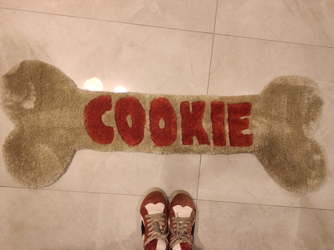 Handmade Bone-shaped Dog Rug With 'cookie' Design - Personalized Pet ...