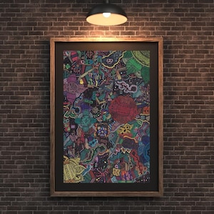 Impresión artística colorida A4, regalo para amantes del arte, arte de alta calidad para el hogar, póster con detalles, arte de pared, flores, regalo creativo abstracto, arte floral con tinta, lindo