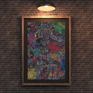 Impression d'art colorée A3 pour les amateurs d'art Art de haute qualité pour la maison, affiche détaillée, art mural, fleurs, cadeau créatif abstrait, art floral à l'encre, mignon