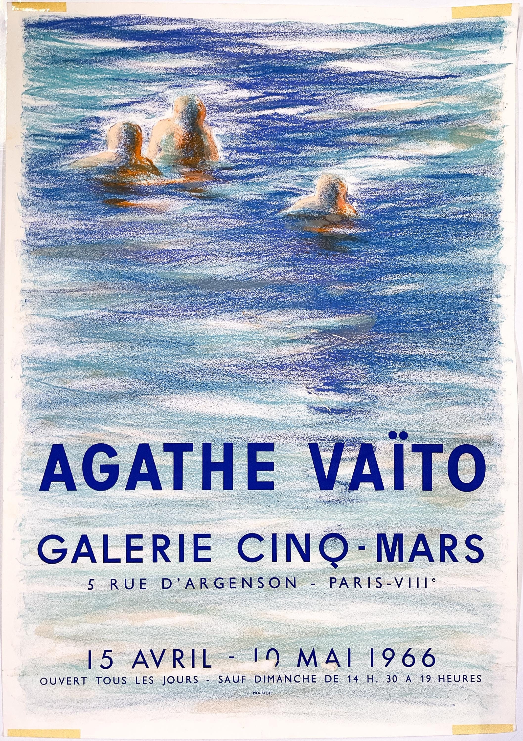 Rare Vintage 1966 Agathe Vaito French Art Gallery Exhibition Poster Rare Vintage 1966 Agathe Vaito French Art Gallery Exhibition Poster