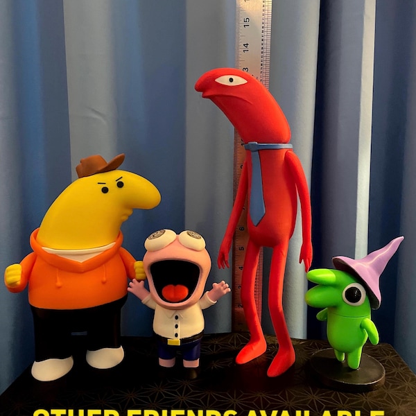 All 4 Smiling Friends - Custom designed and 3D Multicolor printed Articulted action figures.