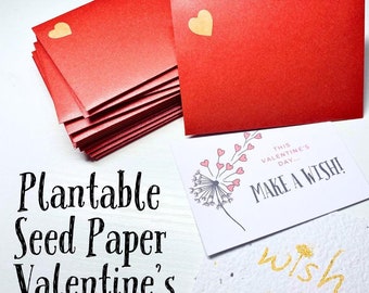 Seed Paper Valentine's Cards – Eco-Friendly Wildflower Growing Valentines – Unique Kids Class Gifts – Plantable Magic Paper