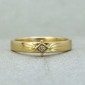 Alliance en or 18 carats et diamants, bague en or, alliance en or massif, alliance en or massif, alliance en diamants, alliance unique, bague étoile