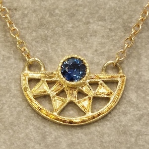 Victoria necklace, 18k gold solitaire Art Deco necklace - Ruby, Emerald, or Sapphire, ruby necklace, Art Deco necklace, dainty gold necklace