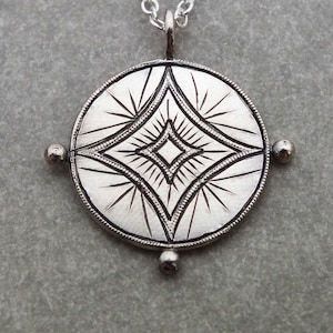 Astraeus necklace star pendant celestial necklace good luck charm, starburst necklace, coin charm, silver medallion, layering necklace image 1