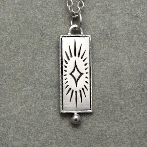 Lux necklace sterling silver, silver medallion necklace, talisman necklace, celestial necklace, starburst necklace, layering necklace