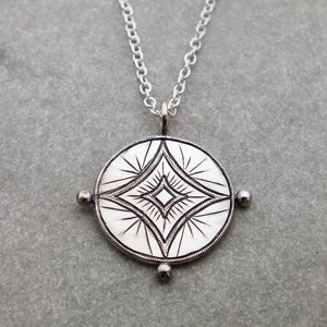 Astraeus necklace star pendant celestial necklace good luck charm, starburst necklace, coin charm, silver medallion, layering necklace image 6