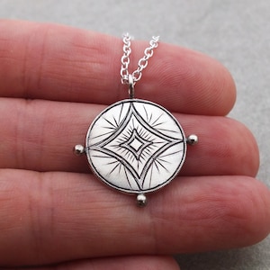 Astraeus necklace star pendant celestial necklace good luck charm, starburst necklace, coin charm, silver medallion, layering necklace image 3