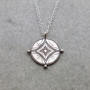 Astraeus necklace star pendant celestial necklace good luck charm, starburst necklace, coin charm, silver medallion, layering necklace image 5