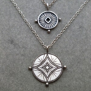 Astraeus necklace star pendant celestial necklace good luck charm, starburst necklace, coin charm, silver medallion, layering necklace image 10