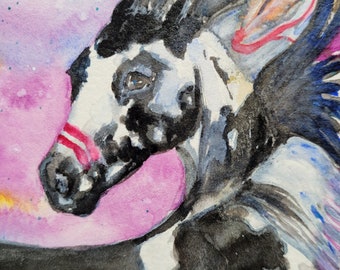 Original ooak Watercolor War Horse sfa