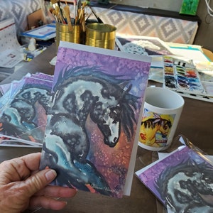 4 Pinto Paint Horse Greeting Cards, Set of 4 Spirit Horses image 3