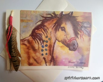 War Horse Card Feather Horsehair