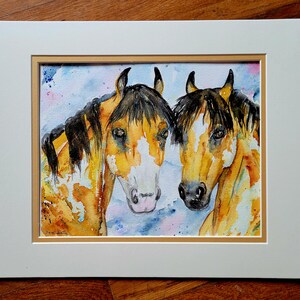 Original, Watercolor,Horse Abstract, Pony, Mustang, dun, buckskin image 4