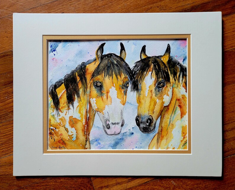 Original, Watercolor,Horse Abstract, Pony, Mustang, dun, buckskin image 4