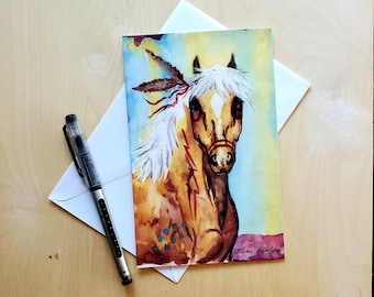 4 Palomino Horse Greeting Card ensemble de 4 Spirit Horse
