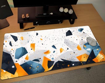Abstract Geometric Desk Mat | Marble Terrazzo Pattern Mouse Pad  Large Desk Pad for Home Office or Gaming Setup