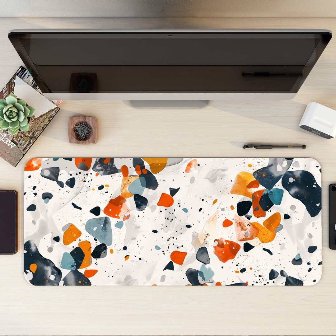 Artistic Terrazzo Marble Desk Mat | Large Pattern Mouse Pad for ...