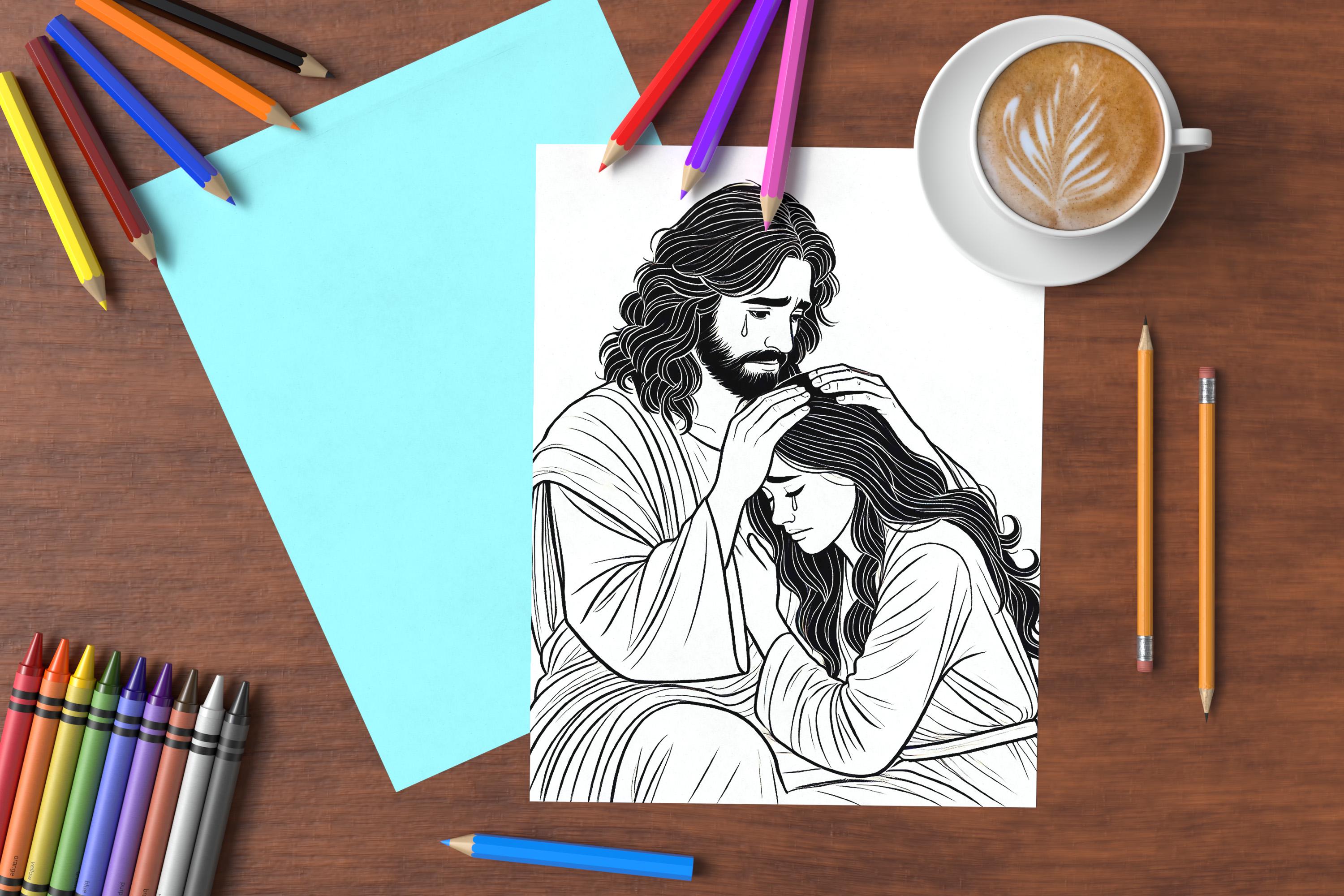 Christian Coloring Page: Jesus Wept - Printable 8.5x11 Inch Digital ...