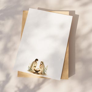 Articoli di cancelleria natalizia cristiana - Carta da lettere natalizia della Natività, Carta da lettere per festività religiose, Carta stampabile digitale, la sacra famiglia