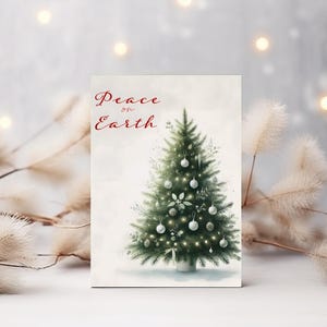 Elegante Grußkarte Weihnachtsbaum - Festliche Weihnachtskarte mit Ornamenten - Weihnachtskarte für Familie und Freunde, printable Karte JPEG