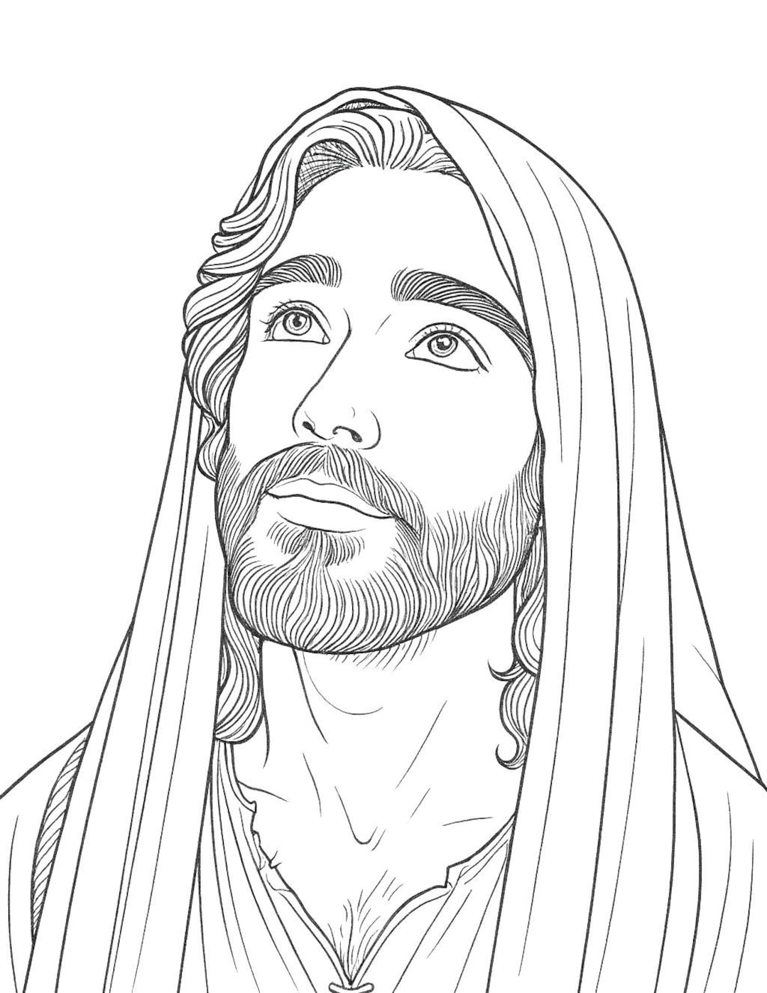 Christian Coloring Page Jesus Portrait – 8.5x11