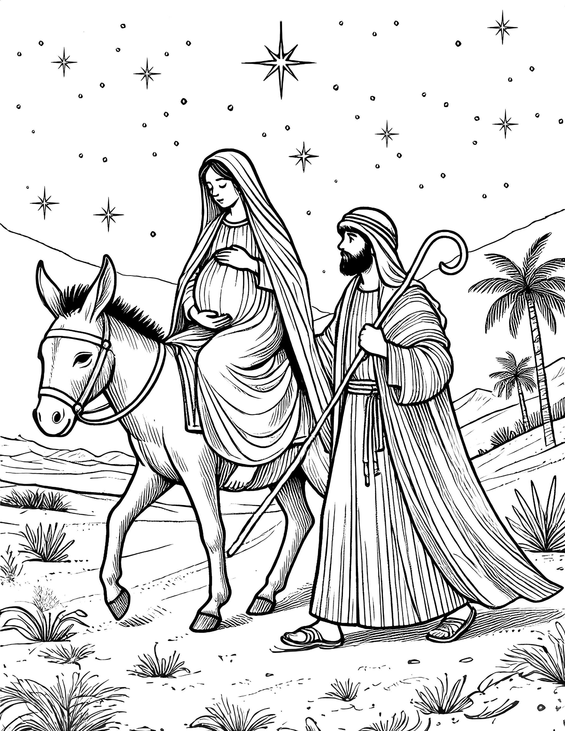 Christian Christmas Coloring Page: Mary and Joseph - Printable 8.5x11 ...