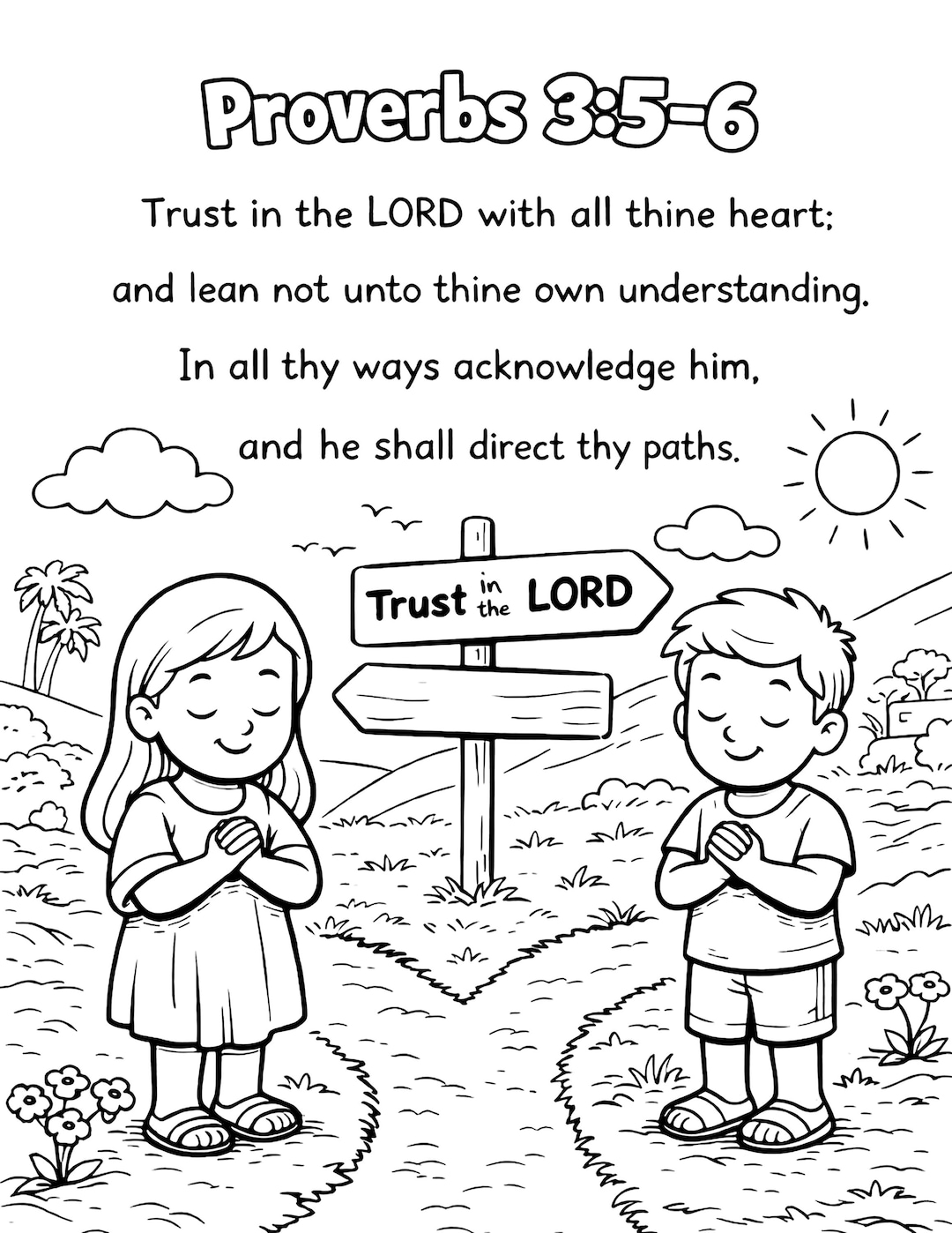 Proverbs 3:5–6 Coloring Page for Kids - Etsy
