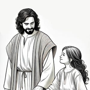 Christian coloring page: "Walking with Jesus" Coloring Page, Spiritual Christian art children's activity page, primary activities,