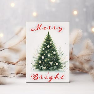 Elegante Grußkarte Weihnachtsbaum - Festliche Weihnachtskarte mit Ornamenten - Weihnachtskarte für Familie und Freunde, printable Karte JPEG
