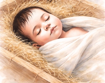 クリスマスのイエスキリストの降誕の祈りのアートワーク、キリスト教