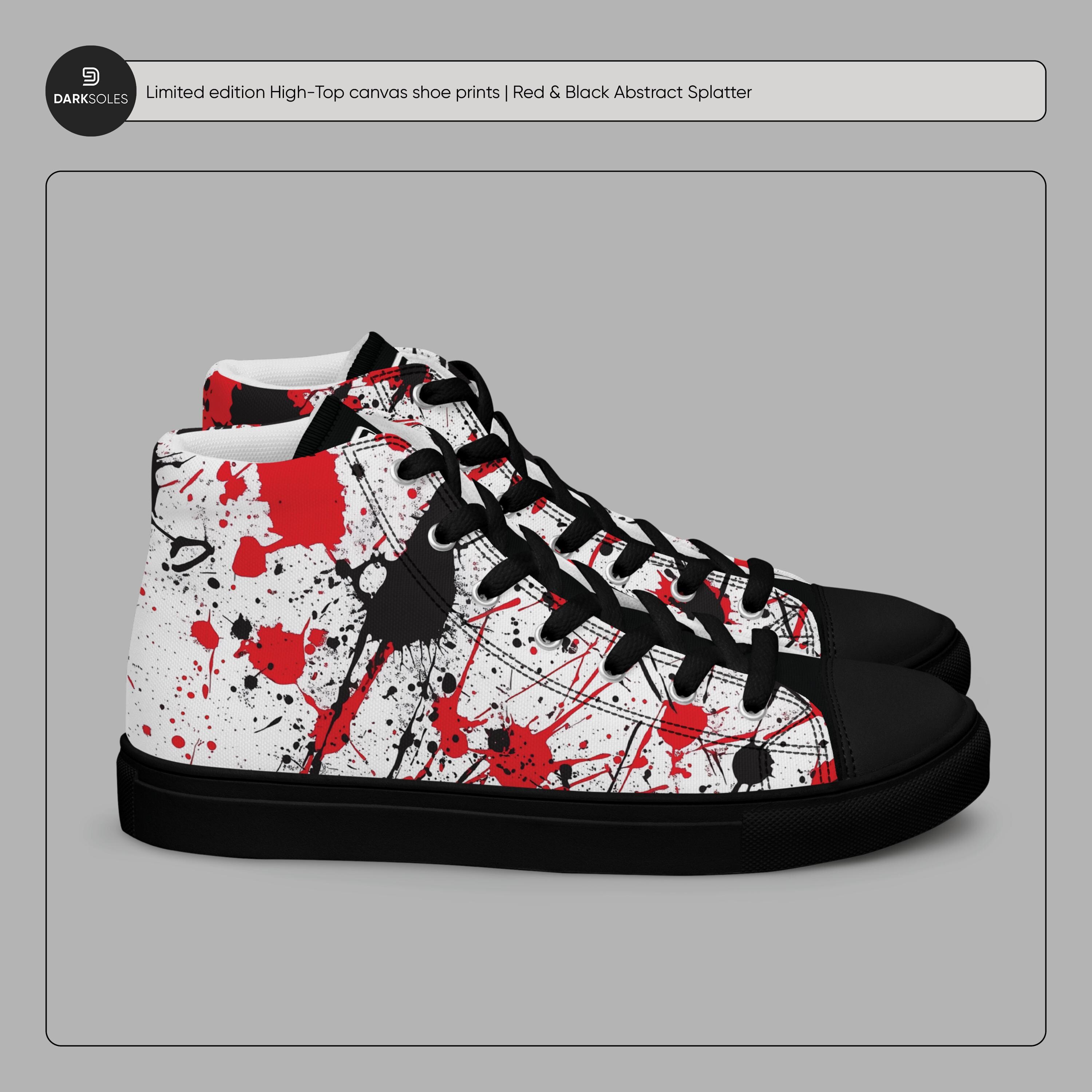 Red & Black Splatter High Top Canvas Shoes | Men
