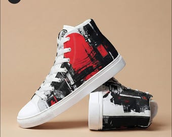 Sneakers alte stile anime cyberpunk / Scarpe streetwear di Tokyo per uomo e donna / Sneakers alte in tela con estetica giapponese Harajuku / Regalo per gamer