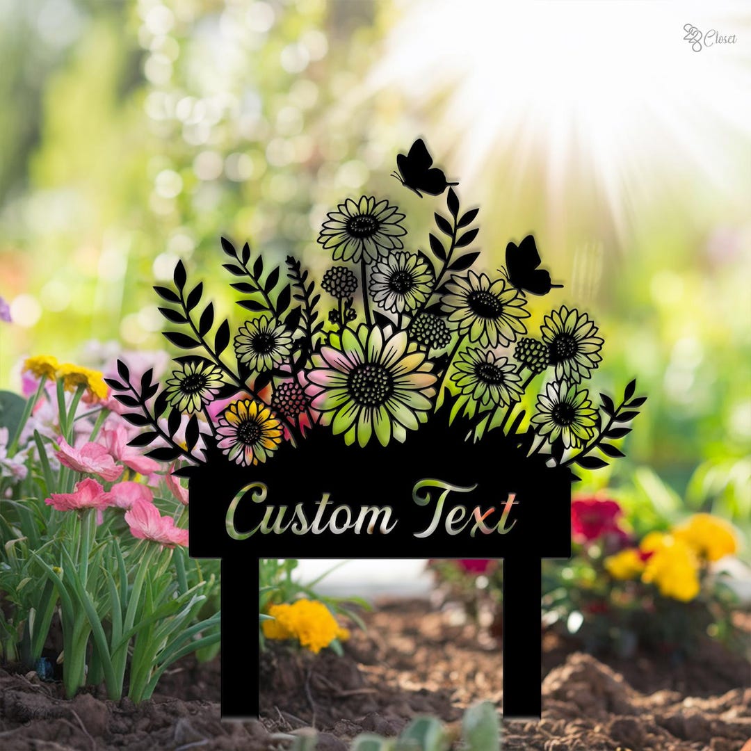 Custom Flower Garden Sign, Wildflower Outdoor Decor, Gift for Lover ...