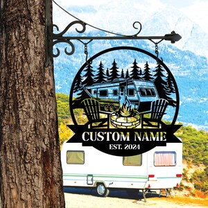 Custom Metal Campfire Sign, Personalized Cabin Sign, Camp Decor, Outdoor Life Lovers Gift, Camp Name Sign, Garden Decor, Birthday Gift