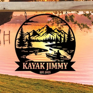 Personalized Kayak Lake House Metal Sign Wall Art, Custom Kayak Name Sign Home Decoration, Kayak Metal Sign, Housewarming Gift, Gift Couple