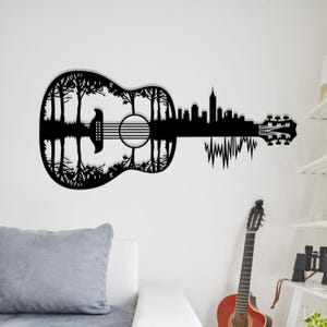 Nashville Skyline Metal Sign, Nashville Sign with Guitar, Country Music Gift, Musician Gift, Electric Guitar Art,Nashville City Art,Dad Gift